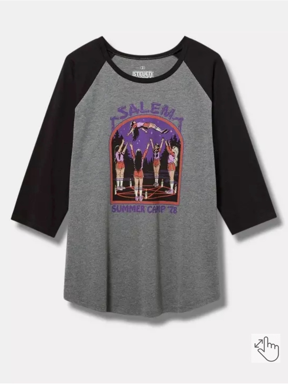 Steven Rhodes Salem Summer Camp graphic raglan baseball tee size 3